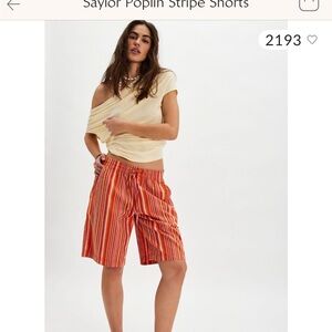 Free People Red and Orange Striped Shorts